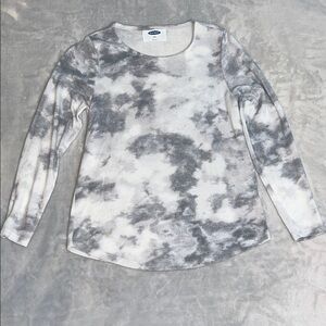 Old Navy Gray Tie-Dye Long Sleeve Top